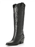 Embroidered Western Boots Knee High Wide Calf Cowboy Boots