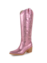 Pink Cowboy Boots Knee High Cowgirl Boots Embroidered Western Boots