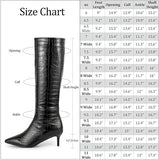 Black Knee High Boots Fashion Stone Pattern Leather Boots