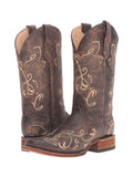 Dragonfly Embroidery Square-toe Wide Calf Cowgirl Boots