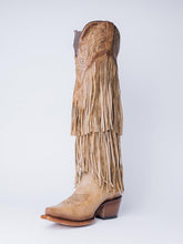Fringe Stud Filigree Embroidered Zip Snip Cowgirl Knee High Genuine Leather Vintage Boots