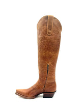 Retro Brown Snip-toe Slip-on Knee High Cowgirl Boots