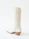White Foliage Bow Embroidered Pointy Wide Mid Calf Cowgirl Boots