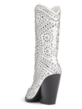 Studded Rhinestone Metallic Zipper Mid-Calf Western Cowboy Boots