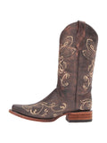 Dragonfly Embroidery Square-toe Wide Calf Cowgirl Boots