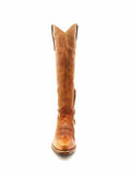 Retro Brown Snip-toe Slip-on Knee High Cowgirl Boots