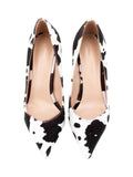 Cow Faux Fur Pointed Toe Stiletto Heel Pumps For Women