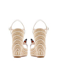 Vegan Leather Single Band With Butterflies Open-toe Espadrille Wedge Sandals With Buckle Ankle Strap