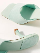 Single Wide Strap Backless Slip-On Kitten Heeled Sandals In Green Orange Pink