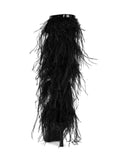 Fashion Feather Mid-Calf Pointed-Toe Stiletto Heel Boots