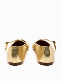 Metallic Gold Buckled Strap Round Ballet Flats Mary Jane