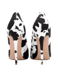 Cow Faux Fur Pointed Toe Stiletto Heel Pumps For Women