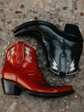 Patent Embroidered Snip Zip Western Ankle Boots With Lightning Inlay