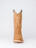 Tawny Stud Embroidered Square Wide Calf Tall Cowgirl Boots For Wide Fit