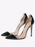 Black Clear Stiletto Heeled Pumps For Wide Feet