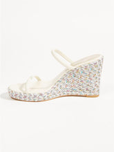 Vegan Leather Two Bands Open-toe Slip-on Color Espadrille Wedge Sandals