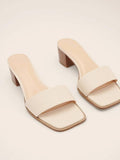 Square Toe Single Band Block Heel Slippers Open-Toe Mules Sandals