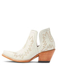 White Embroidered Snip Slip-On Ankle Western Boots