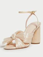 Red Pleated Bow Heels For Wide Feet Block Heel Anke Strap Sandals