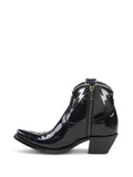 Patent Embroidered Snip Zip Western Ankle Boots With Lightning Inlay