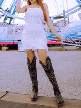 Black Embroidered Studs Rhinestone Snip Zipper Mid Calf Cowgirl Boots