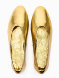 Metallic Gold Slip On Round Ballet Flats