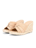 Apricot Multilayer Faux Suede Open-toe Slip-on Espadrille Wedge Sandals