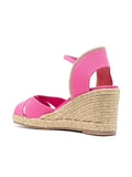 Rose Red Open-toe Coss Bands Espadrille Wedge Sandals With Ankle Strap