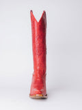 Red Eagle Embroidered Knee High Western Boots With Snip Toe Zipper