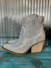 White Rhinestone Cowgirl Ankle Boots Block Heeled Western Booties