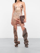 Detachable Snap-off Panel Buttons Pointed Toe Zip Denim Knee High Boots