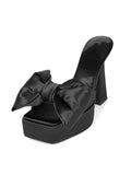 Satin Bows Square-toe Slip-on Chunky High Heels Platform Sandals