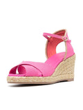 Rose Red Open-toe Coss Bands Espadrille Wedge Sandals With Ankle Strap