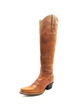 Retro Brown Snip-toe Slip-on Knee High Cowgirl Boots