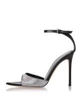 Sparkly Rhinestone Pointy Stiletto Heeled Dress Sandals With Buckle Ankle Strap