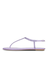 Rhinestones T-strap Round-toe Flat Heel Sandals With Buckle Adjustable-strap