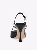 Black Slingback Metal Ribbon Buckle Pumps For Women
