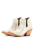 White Embroidered Snip Slip-On Ankle Western Boots