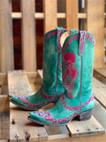 The Bone Skeleton Embroidered Snip Toe Wide Mid-Calf Western Boots