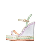 Metallic Color Cross Undee Bands Open-toe Wedge Sandals With Buckle Ankle Strap
