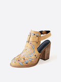 Metal Studs Fine Embroidery Round-toe Buckle Ankle Cowgirl Boots With Ankle Strap