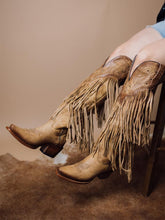 Fringe Stud Filigree Embroidered Zip Snip Cowgirl Knee High Genuine Leather Vintage Boots
