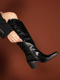 Western Boots Cowboy Cowgirl Boots Chunky Heel Fashion Boots