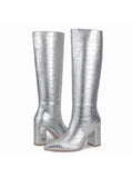 Faux Crocodile Boots Fashion Knee High Boots