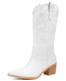 Pasuot Cowboy Boots for Women - Cowgirl Western Mid Calf Boots with Embroidery