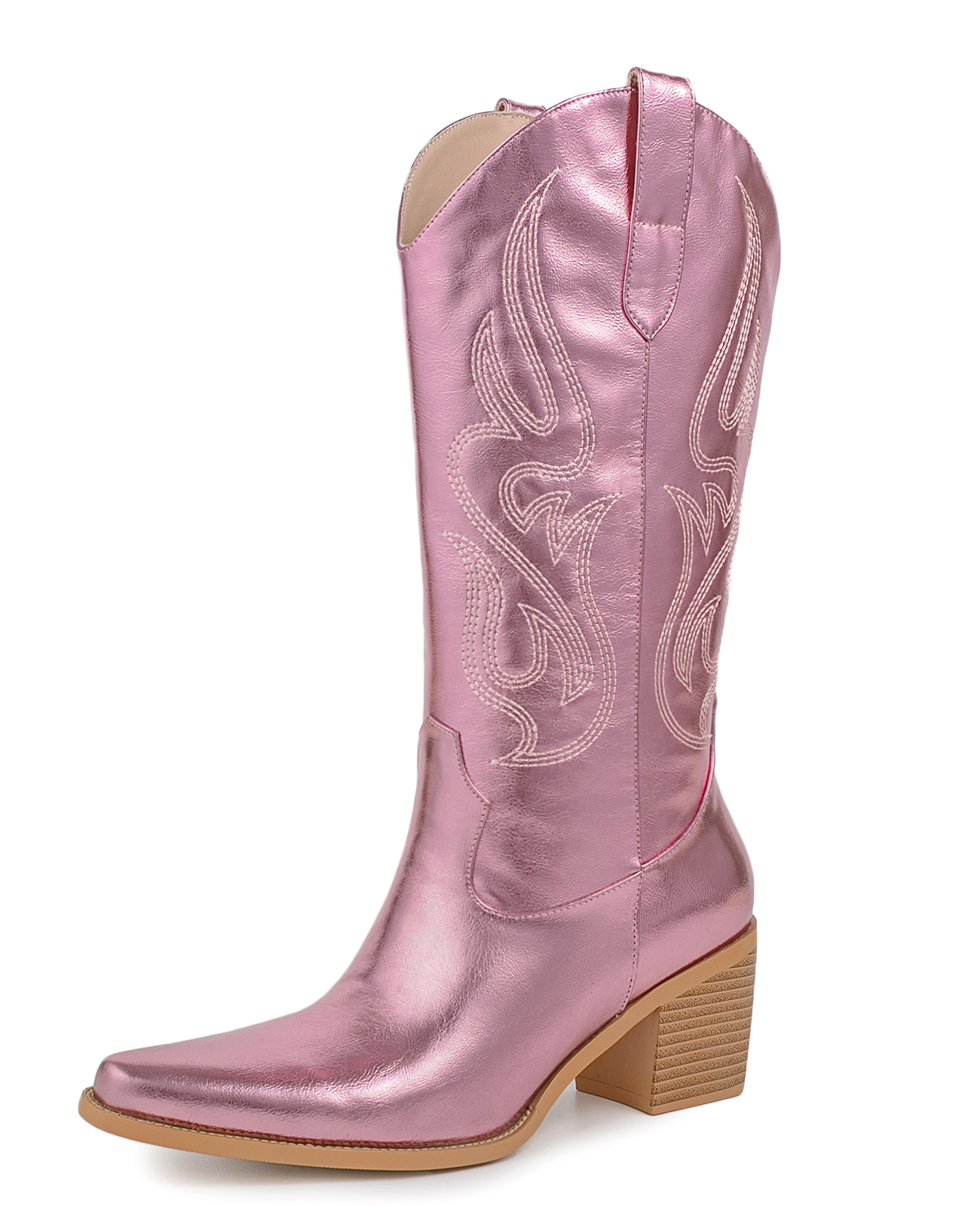 Pasuot Cowboy Boots for Women - Cowgirl Western Mid Calf Boots with Embroidery