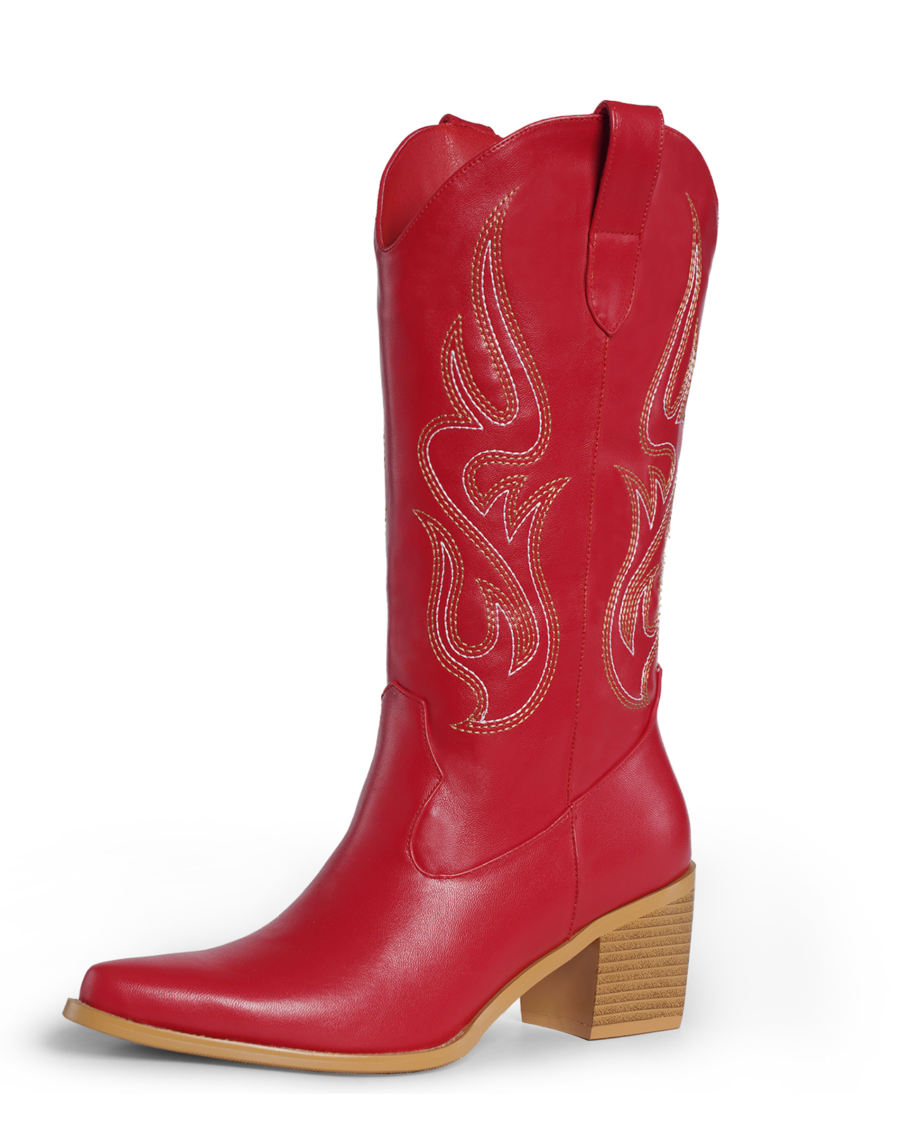 Pasuot Cowboy Boots for Women - Cowgirl Western Mid Calf Boots with Embroidery