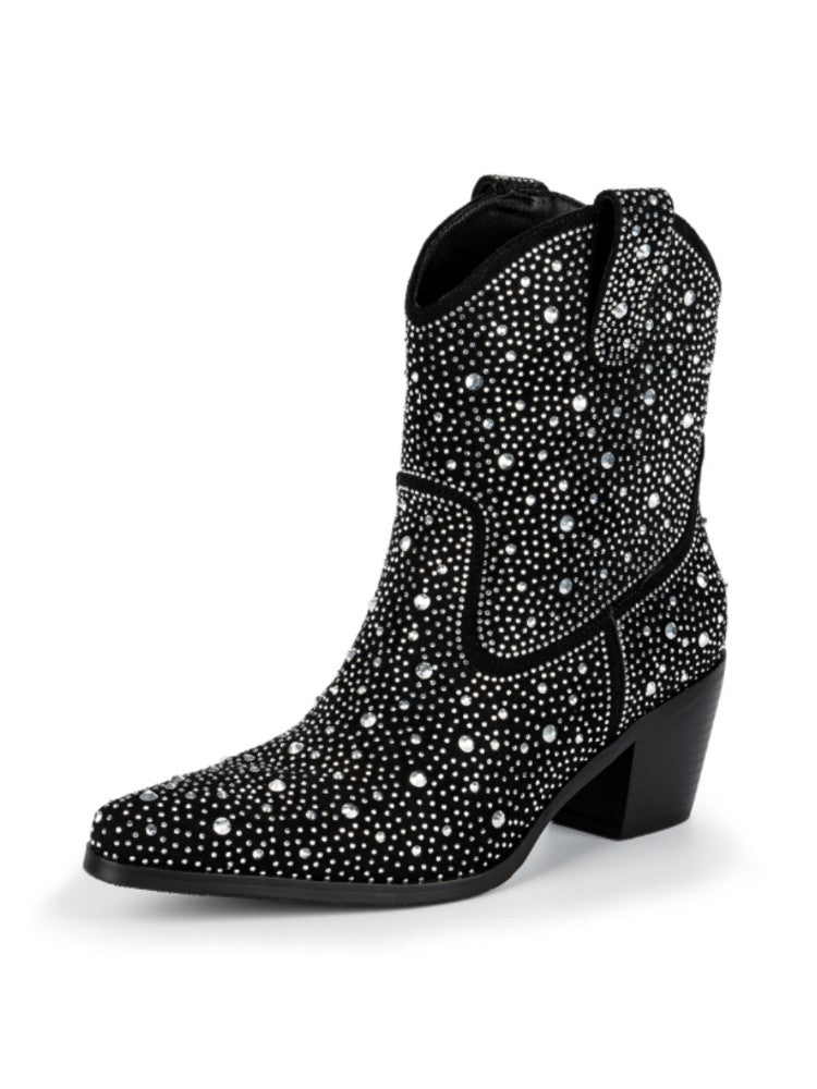 Rhinestone Boots Pointed Toe Heel Cowgirl Boots