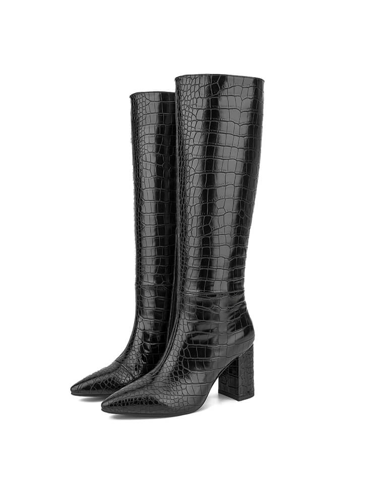 Faux Crocodile Boots Fashion Knee High Boots