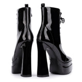 Black Block High Heeled Short Ankle Boots